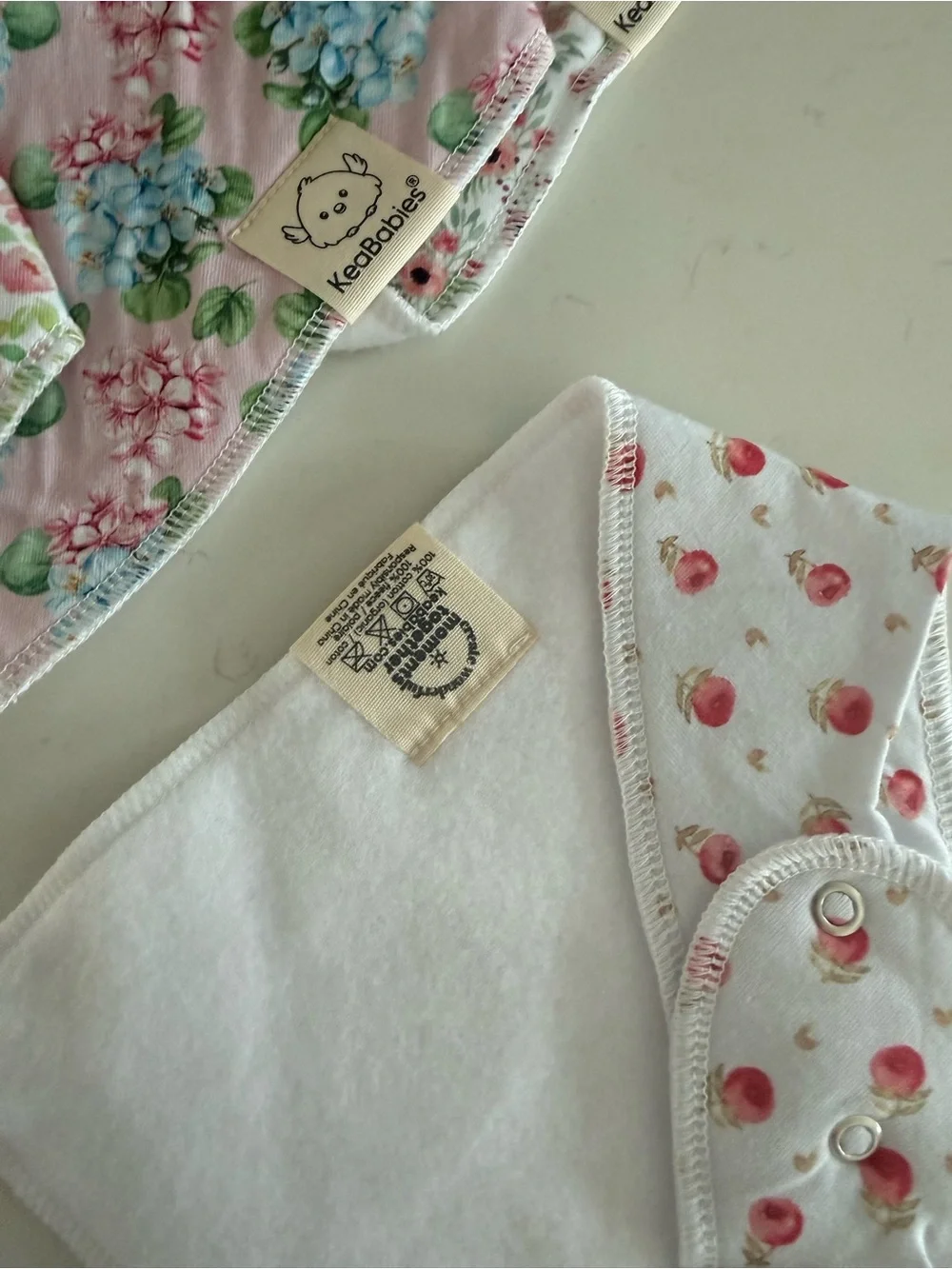 Floral & Strawberry Baby Bandana Bibs - Pack of 8 - White, Pink, Blue, Gray